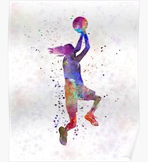 junge Frau Basketballspieler 05 Poster