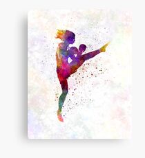woman boxer boxing kickboxing silhouette isolated 01 Canvas Print