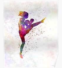 Frau Boxer Boxen Kickboxen Silhouette isoliert 01 Poster