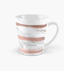 Moderner Chic-Imitat-Rosen-Goldpinsel streift weißen Marmor Tasse (groß)