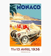 Lámina fotográfica Cartel de la carrera de Grand Prix de 1936 de Mónaco