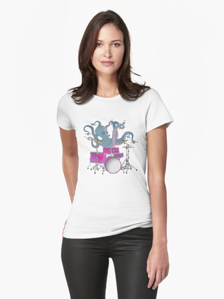 octopus playing drums t shirt