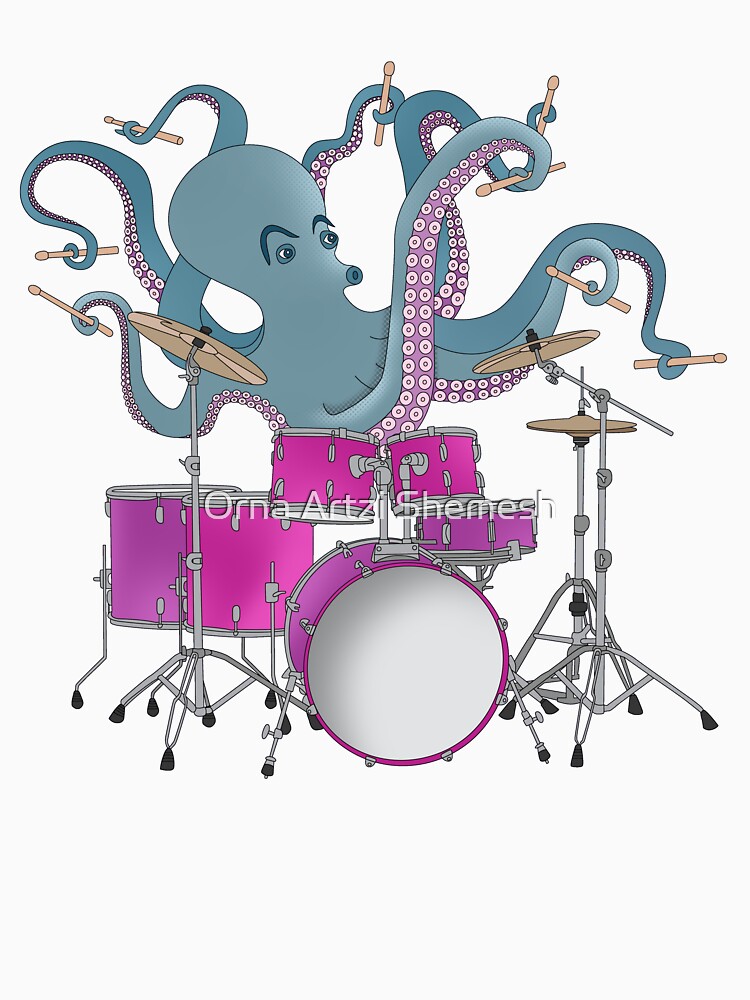 octopus playing drums t shirt