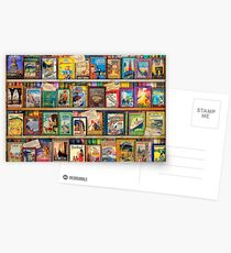 Travel Guide Book Shelf Postcards
