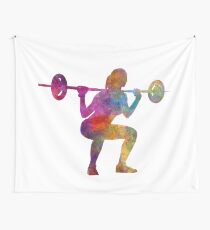 Body building woman isolated Wall Tapestry
