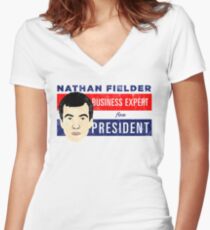Nathan Fielder for President (Nathan for You) Women's Fitted V-Neck T-Shirt