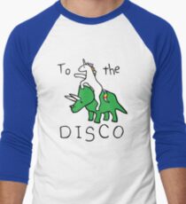 Camiseta ¾ bicolor para hombre To The Disco (Unicorn Riding Triceratops)