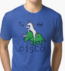 To The Disco (Unicorn Riding Triceratops) Tri-blend T-Shirt