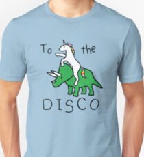 Zur Disco (Unicorn Riding Triceratops) Unisex T-Shirt