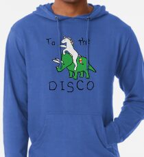 Zur Disco (Unicorn Riding Triceratops) Leichter Hoodie