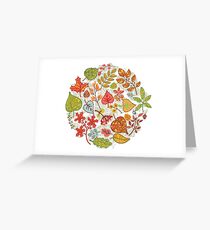 Circle composition with Autumn leaves,branches,berries Greeting Card