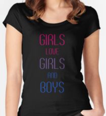 Camiseta entallada de cuello redondo Las niñas les encantan las niñas y los niños