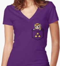Legend Of Zelda - Pocket Zelda Women's Fitted V-Neck T-Shirt