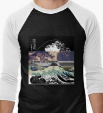 the great wave color glitch Baseball ¾ Sleeve T-Shirt