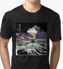 the great wave color glitch Tri-blend T-Shirt