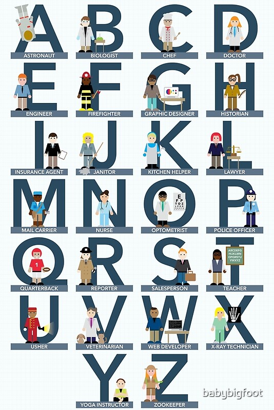 Careers Alphabet By Babybigfoot Redbubble