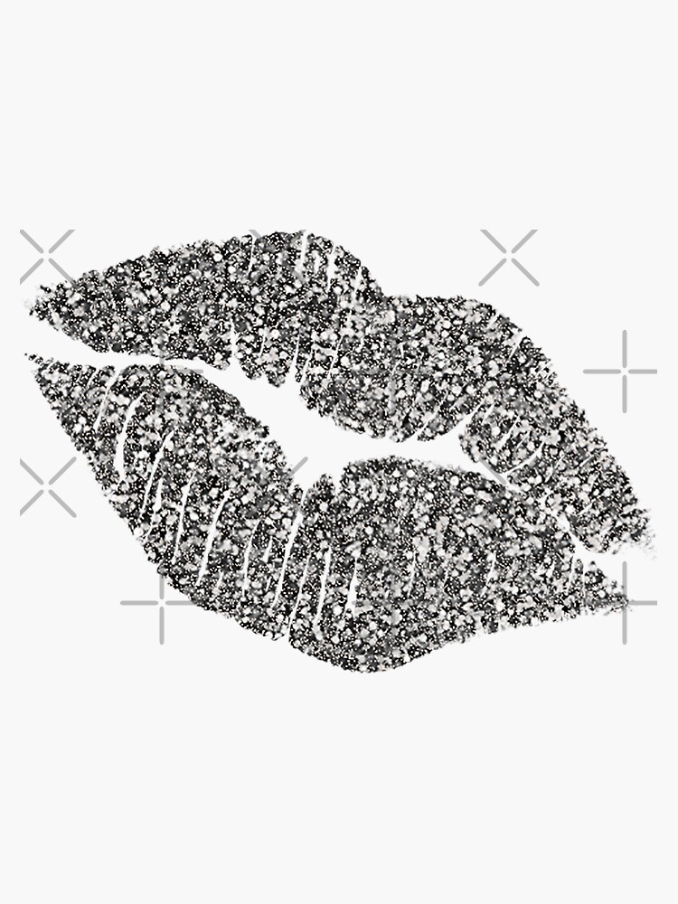"Glitter Lips Silver!" Sticker by myheadisaprison Redbubble