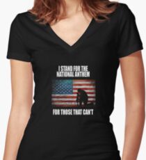 I Stand For The National Anthem Women's Fitted V-Neck T-Shirt