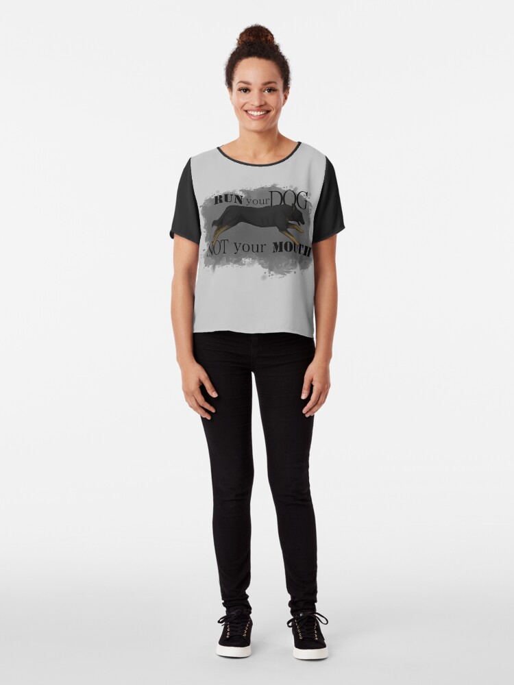 Alternate view of Run Your Dog, Not Your Mouth German Shepherd bicolour Chiffon Top