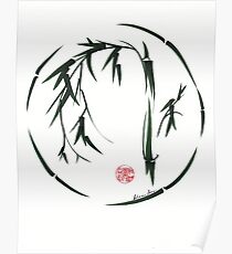 VISIONARY Original sumi-e enso ink brush wash painting Poster
