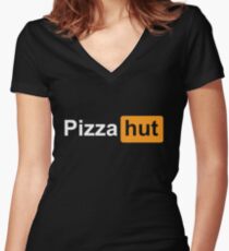 Pizza Hut Parody Women's Fitted V-Neck T-Shirt