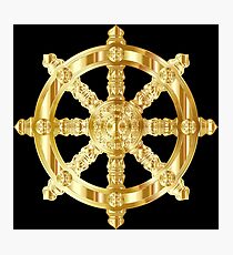 Gold Dharma Wheel Photographic Print