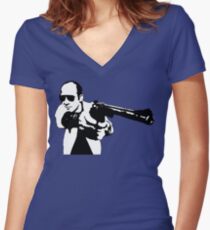 Hunter S Thompson - Gun - Large Women's Fitted V-Neck T-Shirt