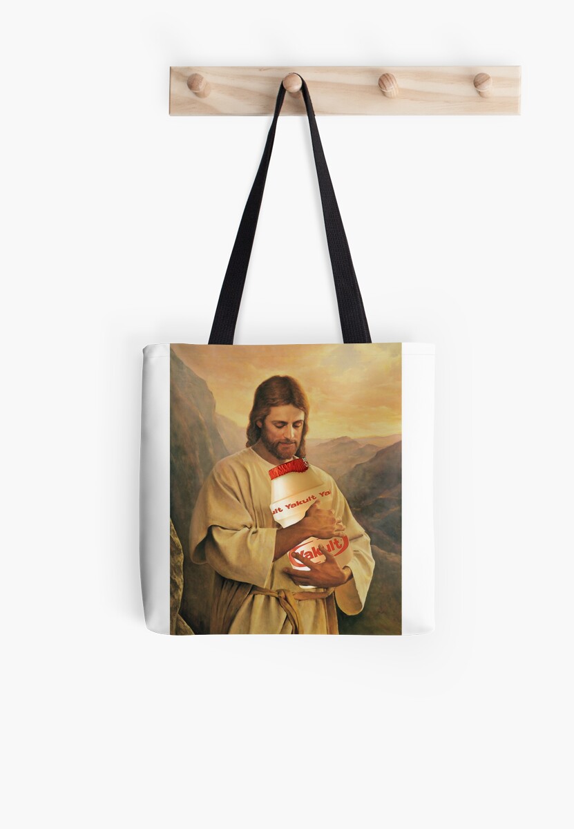 Jesus Yakult Tote Bags By TheMemeShack Redbubble