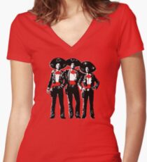Three Amigos - Pop Art on Red Women's Fitted V-Neck T-Shirt