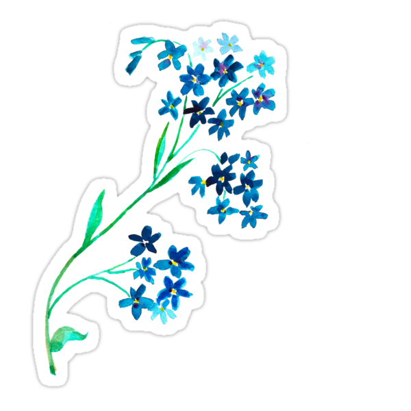 watercolor blue flower stickers by asetrova redbubble