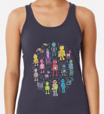 Robots in Space - grey - fun Robot pattern by Cecca Designs Women's Tank Top