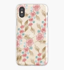 Drawn Retro Floral Pattern iPhone Case