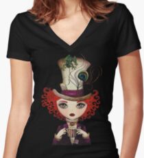 Lady Hatter Women's Fitted V-Neck T-Shirt