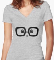 Geek Chic Panda Eyes Women's Fitted V-Neck T-Shirt