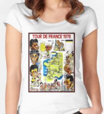 TOUR DE FRANCE; Vintage Bicycle Race Advertising Print Women's Fitted Scoop T-Shirt