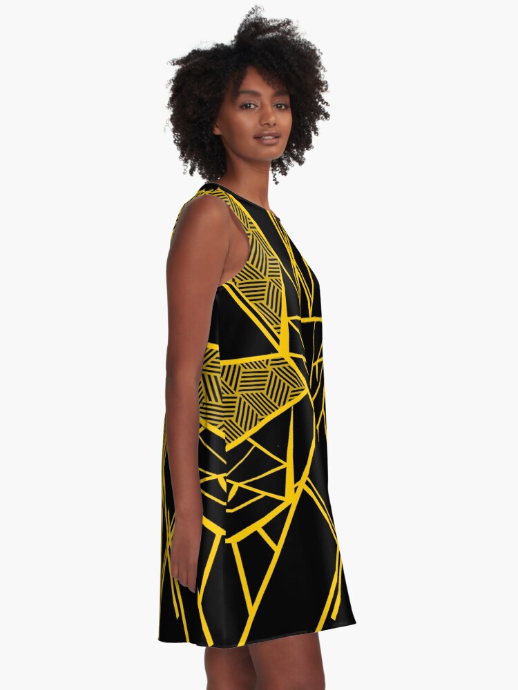 Alternate view of Black and Gold - Version 2 A-Line Dress
