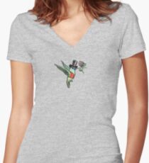 Dapper Hummingbird Women's Fitted V-Neck T-Shirt