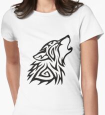 Tribal Wolf Howl Women's Fitted T-Shirt
