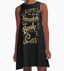 life is sweeter with books & cats #2 A-Line Dress