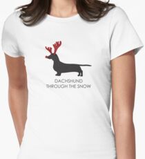 dachshund through the snow Women's Fitted T-Shirt