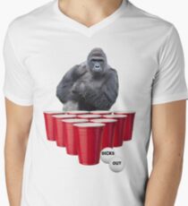 Harambe Beer Pong Men's V-Neck T-Shirt