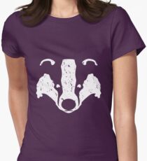 Badgers Crossing (White Badger Face) Women's Fitted T-Shirt
