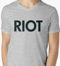 Camiseta para hombre de cuello en v Disturbios (negro)