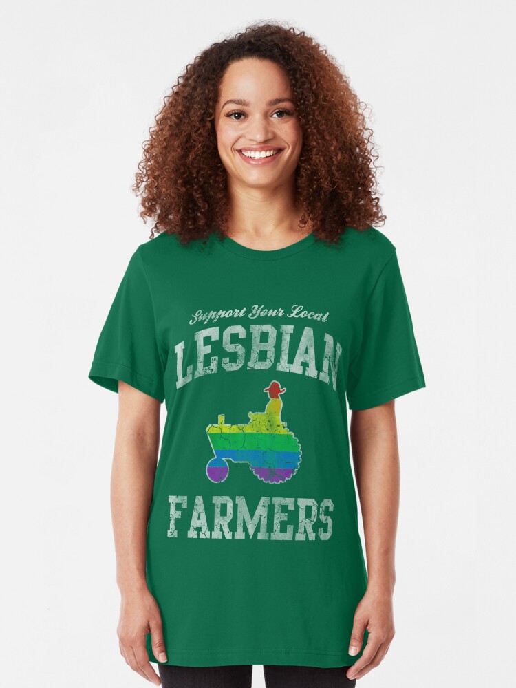 T-shirt ajusté ''Soutenez vos fermiers lesbiens locaux' : autre vue