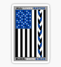 Black White and Blue All Lives Matter American Flag Sticker