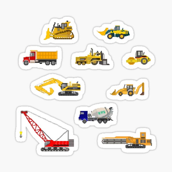 Construction Vehicles - The Kids' Picture Show - 8-Bit Sticker