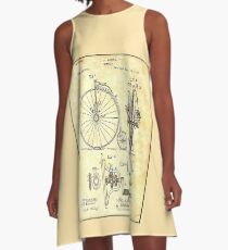 BICYCLE PATENT ; Vintage Papers Print A-Line Dress