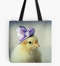 Baby Chicken in a Tiny Purple Hat Tote Bag