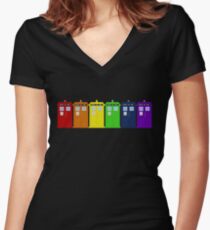 Rainbow Tardis' Women's Fitted V-Neck T-Shirt