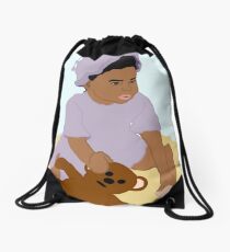 Toddler and Teddy Drawstring Bag